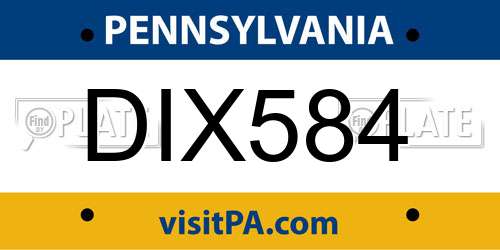 DIX584 Pennsylvania License Plate