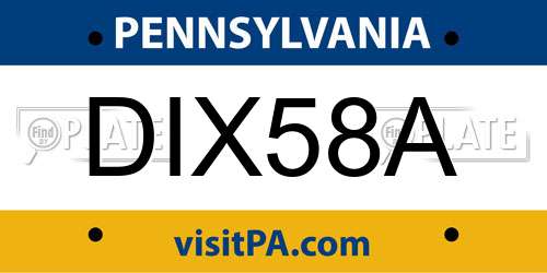 DIX58A Pennsylvania License Plate