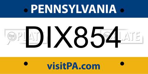 DIX854 Pennsylvania License Plate
