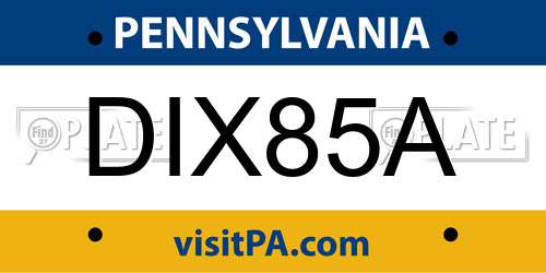 DIX85A Pennsylvania License Plate