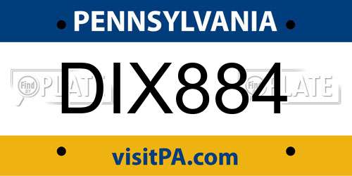 DIX884 Pennsylvania License Plate