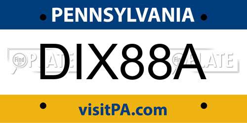 DIX88A Pennsylvania License Plate