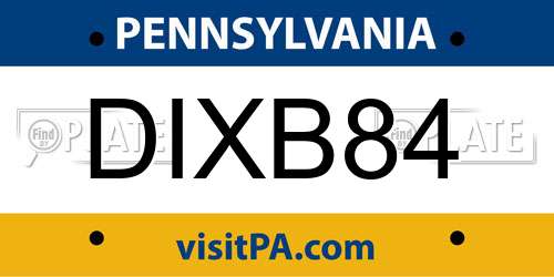 DIXB84 Pennsylvania License Plate