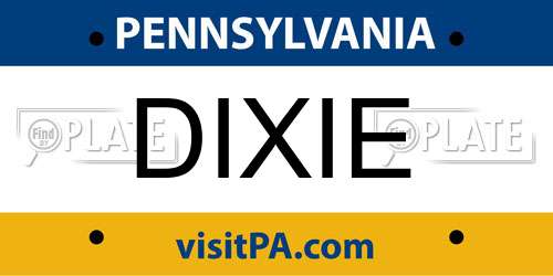 DIXIE Pennsylvania License Plate