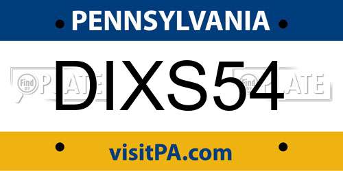 DIXS54 Pennsylvania License Plate