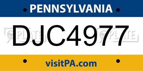 DJC4977 Pennsylvania License Plate
