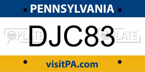 DJC83 Pennsylvania License Plate