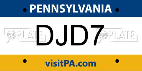 DJD7 Pennsylvania License Plate
