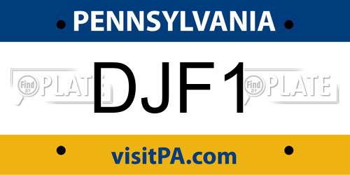 DJF1 Pennsylvania License Plate