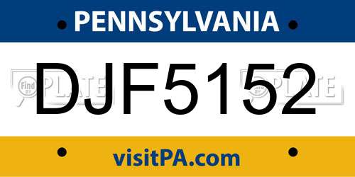 DJF5152 Pennsylvania License Plate