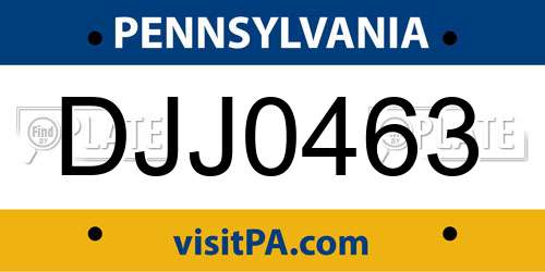 DJJ0463 Pennsylvania License Plate