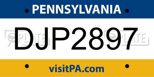 DJP2897 Pennsylvania License Plate