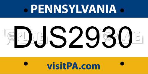 DJS2930 Pennsylvania License Plate