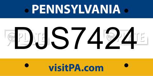 DJS7424 Pennsylvania License Plate