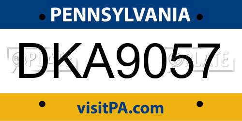 DKA9057 Pennsylvania License Plate