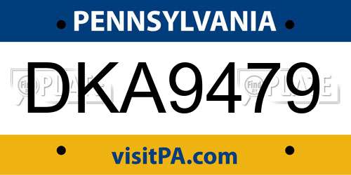 DKA9479 Pennsylvania License Plate
