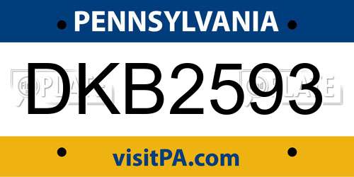 DKB2593 Pennsylvania License Plate