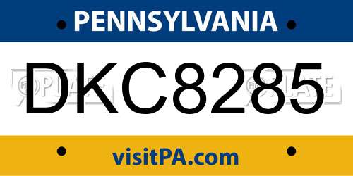 DKC8285 Pennsylvania License Plate