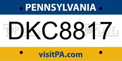 DKC8817 Pennsylvania License Plate