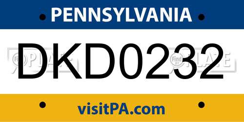 DKD0232 Pennsylvania License Plate