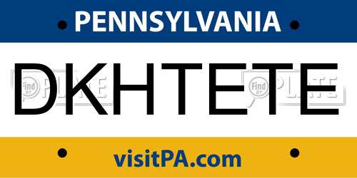 DKHTETE Pennsylvania License Plate