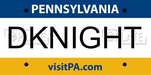 DKNIGHT Pennsylvania License Plate
