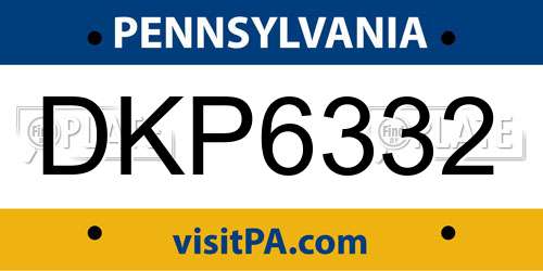DKP6332 Pennsylvania License Plate