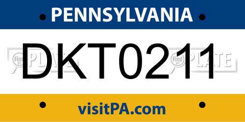 DKT0211 Pennsylvania License Plate