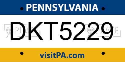 DKT5229 Pennsylvania License Plate