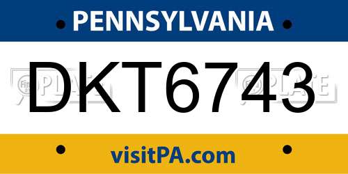 DKT6743 Pennsylvania License Plate