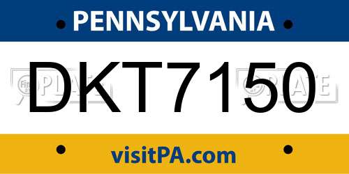 DKT7150 Pennsylvania License Plate