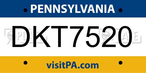 DKT7520 Pennsylvania License Plate