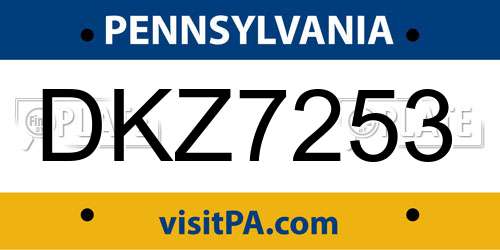 DKZ7253 Pennsylvania License Plate