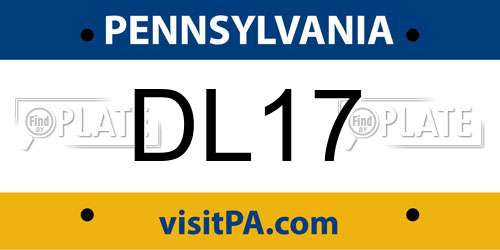 DL17 Pennsylvania License Plate