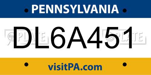 DL6A451 Pennsylvania License Plate