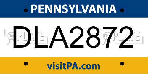 DLA2872 Pennsylvania License Plate