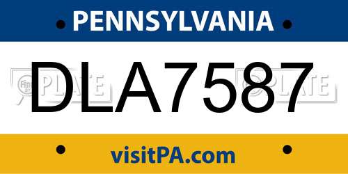 DLA7587 Pennsylvania License Plate