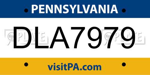 DLA7979 Pennsylvania License Plate