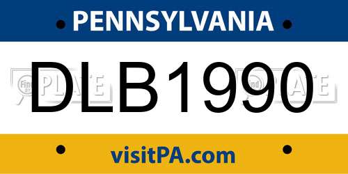 DLB1990 Pennsylvania License Plate