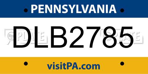 DLB2785 Pennsylvania License Plate