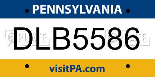 DLB5586 Pennsylvania License Plate