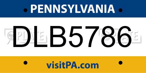 DLB5786 Pennsylvania License Plate