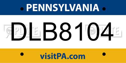 DLB8104 Pennsylvania License Plate