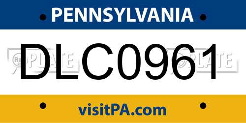 DLC0961 Pennsylvania License Plate
