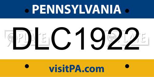DLC1922 Pennsylvania License Plate