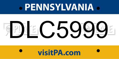 DLC5999 Pennsylvania License Plate