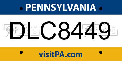 DLC8449 Pennsylvania License Plate