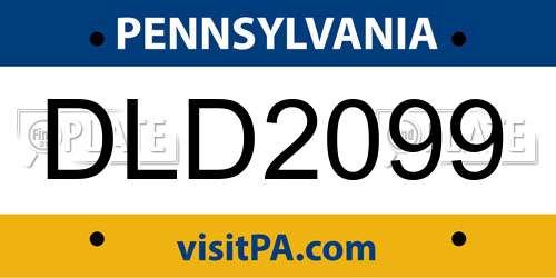 DLD2099 Pennsylvania License Plate