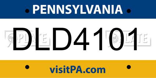 DLD4101 Pennsylvania License Plate