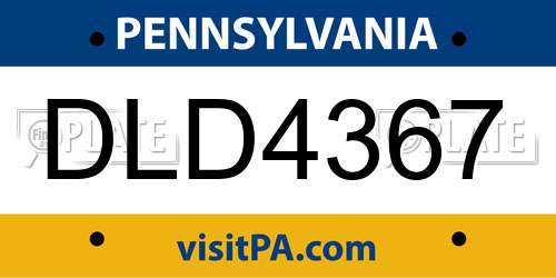 DLD4367 Pennsylvania License Plate